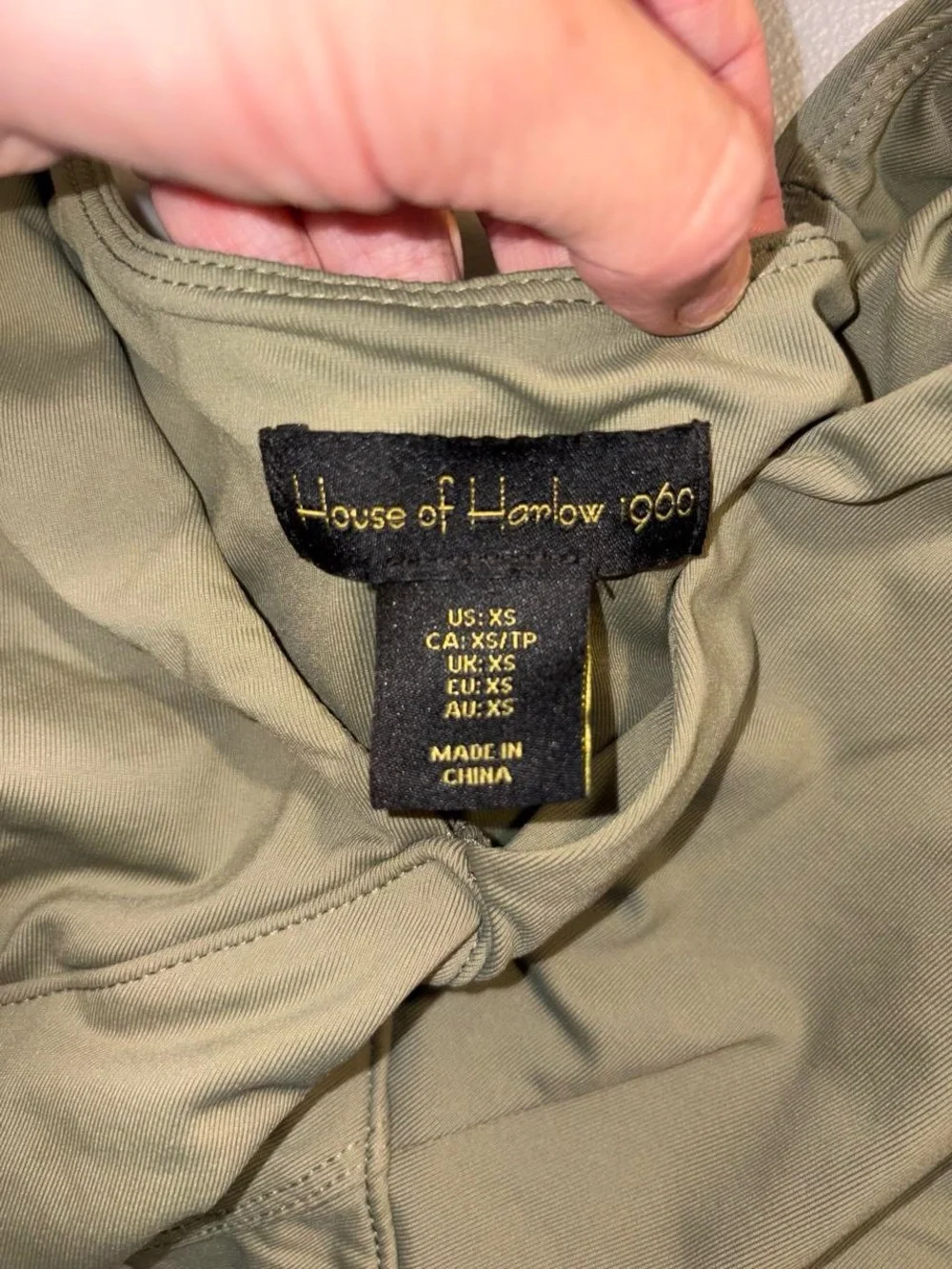 House of Harlow 1960 Olive Green V-Neck Sleeveless Bodysuit
